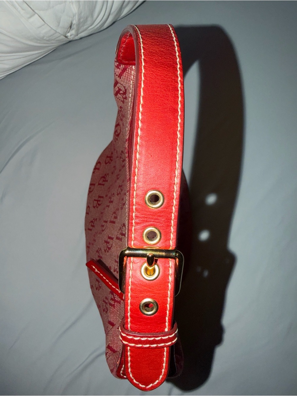 Dooney & Bourke Vintage Small Red Signature Monogram Hobo Bag - Picture 3 of 5